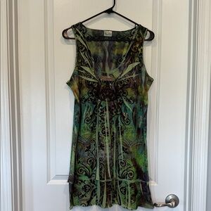 Elegant Green Patterned Swim Coverup